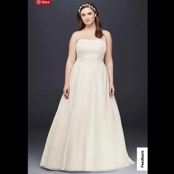 David’s Bridal Chiffon Beaded Empire Plus Size
Wedding Dress White size: 16W - Picture 1 of 14